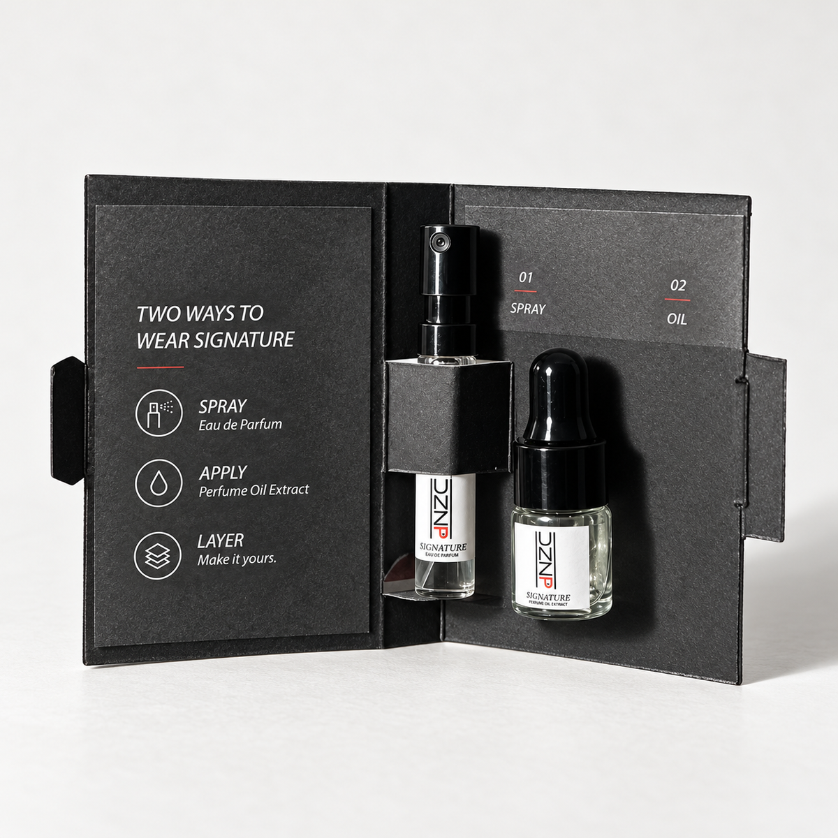 UNZP SIGNATURE Mini Ritual Set - 2 mL Eau de Parfum + 2 mL Perfume Oil Extract